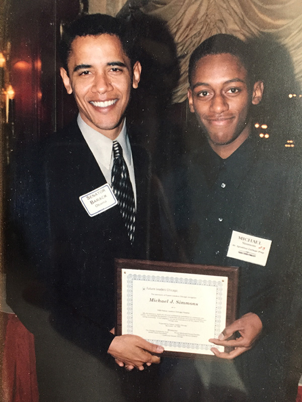 Two photos of Mike with President Obama
