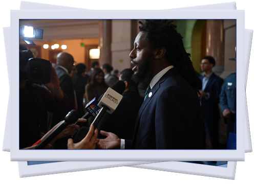 Mike speaking to reporters
